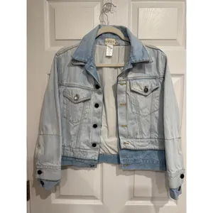 Alice + Olivia Jeans Two Tone Double‎ Jacket Spring Personality Denim Blue thumbnail 2
