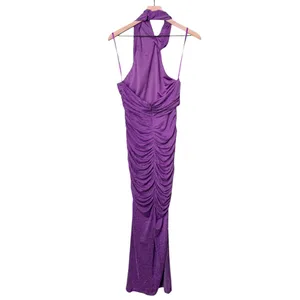 NWT Hello Molly Fabulous Spark Halter Glitter Maxi Dress Purple Women’s Size 8 thumbnail 6