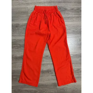Ci Sono Womens Orange Pants Size M Linen Blend‎ Smocked Waist Wide Leg Coastal thumbnail 3