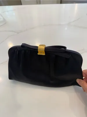 After Five Vintage Navy Satin Clutch Purse thumbnail 2