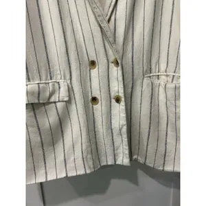 Old Navy Linen Blend Blazer Nautical Coastal Double Breasted Striped Navy XXL thumbnail 4