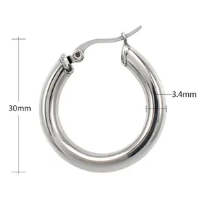 Large Tubular 18k White Gold Filled Hoop Earrings,‎ 30mm thumbnail 12