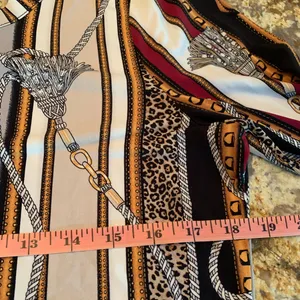 WHBM White House Black Market Size M Liquid Knit Blouse Top Tassels Print thumbnail 7