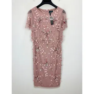 Adrianna Papell Beaded Sequin Dress Pink Floral Party Glam Cocktail US 4 NWT thumbnail 4