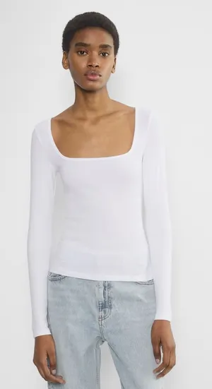 Aritzia HomeStretch™ Rib Squareneck Longsleeve white thumbnail 1
