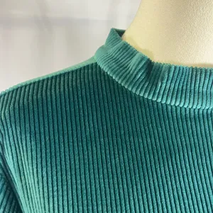 ModCloth Corduroy Ribbed Green Bodycon‎ Midi Dress Mock Neck Women's Size L thumbnail 2