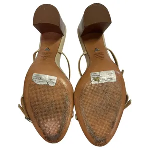 Schutz Sandals Womens 7.5 Nude Beige Leather Strappy Block Heel Buckle Classic thumbnail 12