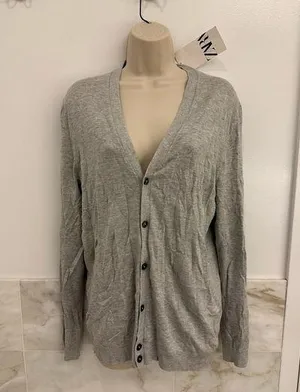 ZARA *NWT*  Gray Button-Down Cardigan thumbnail 1