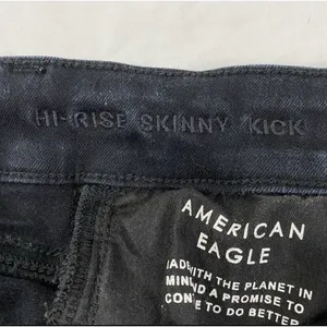 American Eagle‎ Flare Jeans Women Black Front Seam Split Hem High Waisted Sz 4 thumbnail 9