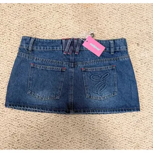 Edikted Blue Denim Low Rise Micro Mini Skirt Size M Y2K thumbnail 4