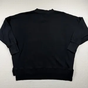 Aerie Oversized Henley Sweatshirt Women’s Medium Black Waffle Knit Pullover thumbnail 6