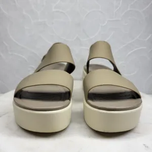 Crocs Brooklyn Low Wedge Sandals Size 8 Mushroom LiteRide Slingback Two Strap thumbnail 2