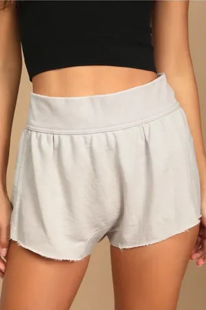 FREE PEOPLE Cozy Soft Comfy Casual Harem Lounge Sweat Shorts in Light Grey XS thumbnail 1