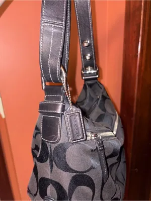 Coach Black Signature Canvas Shoulder Bag thumbnail 6