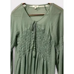 Umgee USA Baby Doll‎ Boho Peasant Dress Olive Women's Small thumbnail 3