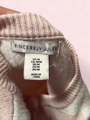 Sincerely Jules Pink and White Checkerboard Bow Cardigan thumbnail 4