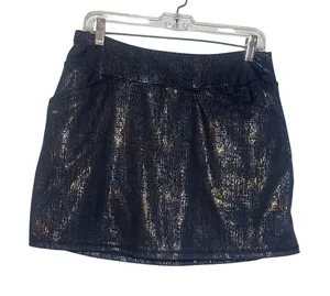 Lilly Pulitzer Sabbia Luxletic Skort Black Gold Metallic Foil Activewear Women M thumbnail 1