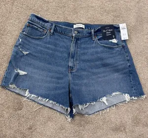 New! Abercrombie Sz 34/18 The 4 inch Mom Shorts Denim Cutoff thumbnail 1