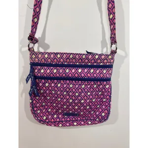 Vera Bradley Katalina Crossbody Bag Pink Blue Diamond Pattern‎ Quilted Boho Chic thumbnail 2