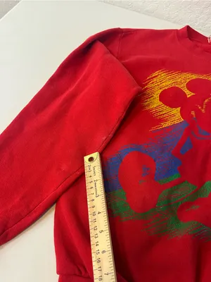 Vintage 90s USA Disney Designs Red Sweatshirt Mickey Mouse Cotton Blend Size S/M thumbnail 6