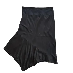 Anthropologie Black Satin Asymmetrical Handkerchief Hem Midi Skirt XL thumbnail 2