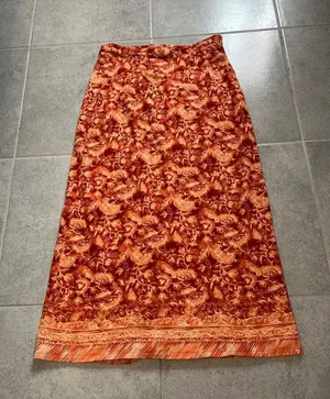 Coldwater Creek Orange Floral Midi Skirt thumbnail 1