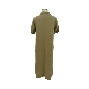 Aritzia Wilfred Eleta Organic Linen Button Front Maxi Dress Green Size Small thumbnail 9