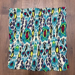 Anthropologie Smocked Tube Top Small Teal Abstract Ikat‎ Print Strapless Bodice thumbnail 1
