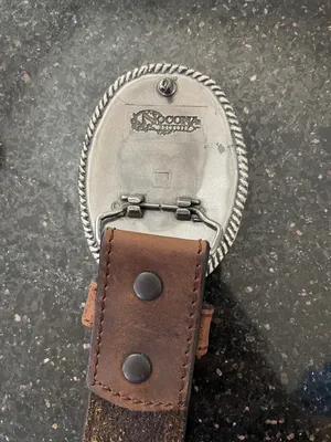 Nocona Western Brown Leather Belt With Silver Floral Buckle thumbnail 4