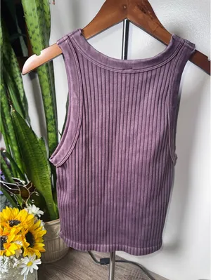 Zenana Ribbed Washed Seamless Tank thumbnail 2