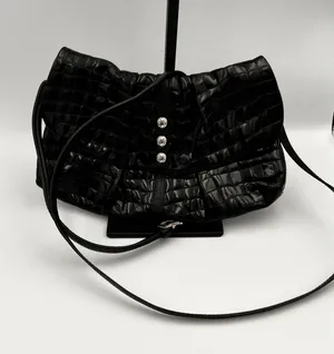 Brighton Black Croc Embossed Patent Leather Small Crossbody‎ Bag Designer Purse thumbnail 1