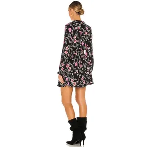 Free People Womens Dress Black Lighten Up Floral Mini Shirtdress Boho Size Small thumbnail 4