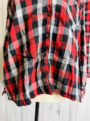 Victoria Secret Pajama Set Sz L Red Black Plaid Button Up Top Drawstring Pants thumbnail 3