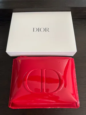 Christian Dior trousse pouch Red shiny Patent CD Embossed cosmetic pouch thumbnail 2