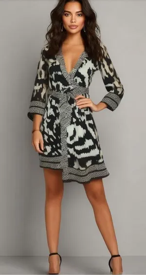 Diane von furstenberg animal print wrap dress size 4 thumbnail 1