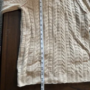Banana‎ Republic Cardigan Sweater Sz Med Cashmere Blend Tan Cable Knit Mock Neck thumbnail 9