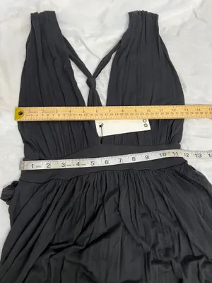 Boohoo Black Plunge Maxi Dress Open Back Draped Ruched Evening Dress Size 2 NWT thumbnail 8
