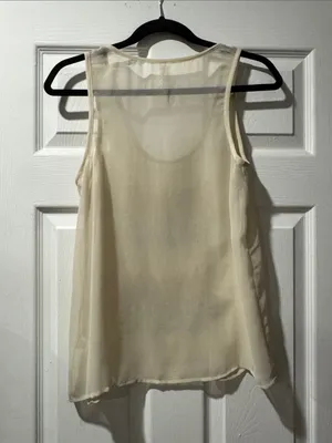 Willow & Clay Sequin-Front Cream Chiffon Tank Top thumbnail 6