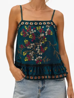 Anthropologie Floral Beaded Tank Top NWT thumbnail 1