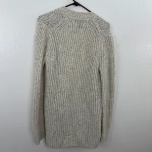 Banana Republic Cardigan Womens Small Beige Merino Wool Alpaca Blend Open *HOLE thumbnail 7