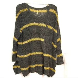 Free People Greenwhich Village Striped Oversized Cotton Knit Sweater Size XS thumbnail 3