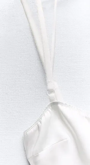 ZARA dress maxi white lingerie inspired satin effect wedding party thumbnail 11