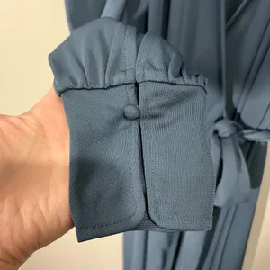 Lark & Ro Wrap Dress Womens Size M Teal Blue Great Smocked Shoulder Long Sleeve thumbnail 4