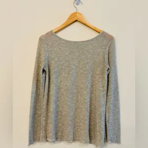 Abercrombie & Fitch Beige Long Sleeve Split Black Top size Small thumbnail 4