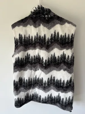 Glacier Gear Outdoor Black White Fleece Vest Forest Tree Scene Alaska Winter thumbnail 5