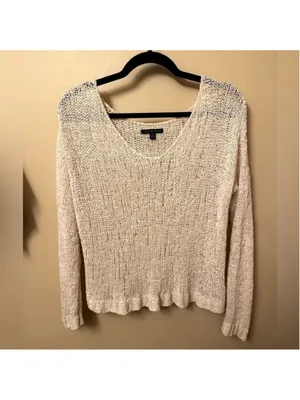 American Eagle White Knit Sweater Small Long Sleeve thumbnail 2