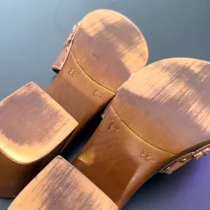 Horsebit BOHO Y2K Wooden Platform Clog Mules Womens Size 39 US 8.5 Brown Slides thumbnail 5