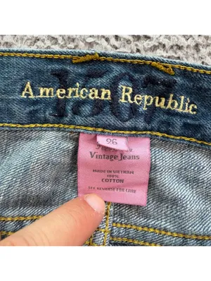 American Republic Y2K Embroidered Love Skull Flare Bootcut Jeans Women's 26 thumbnail 7