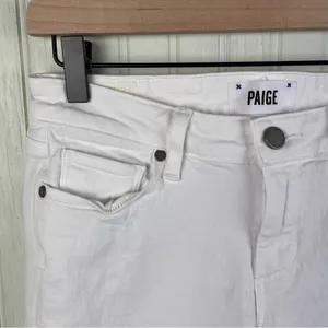 Paige Denim Kylie Cropped Skinny Jeans in Optic White Cotton Women's Size 27 thumbnail 4
