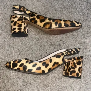J.Crew Slingback Block Heel Pump Leopard‎ Calf Hair Leather Rich Mohagany 7.5 thumbnail 5